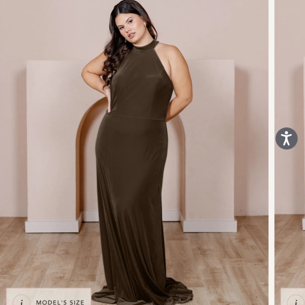 Revelry velvet dusty olive dress